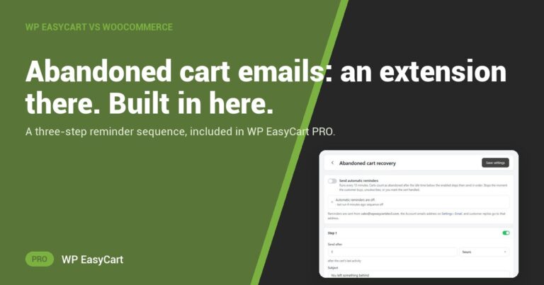 Abandoned cart emails: an extension there. Built in here.