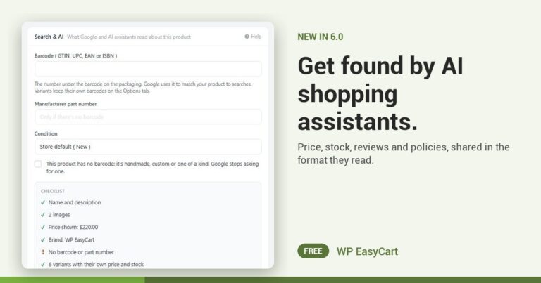 Get found by AI shopping assistants.