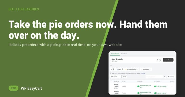 Take the pie orders now. Hand them over on the day.