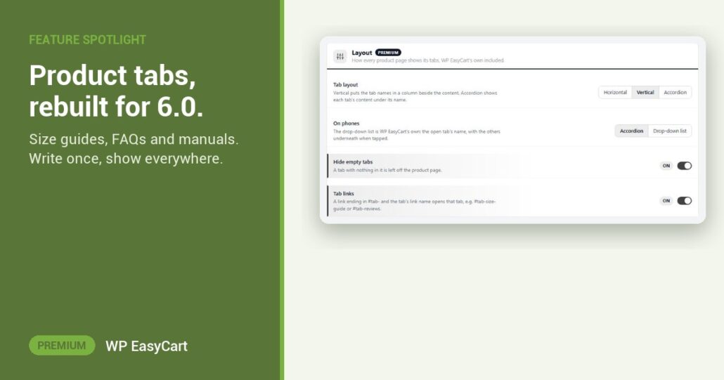Product tabs, rebuilt for 6.0.