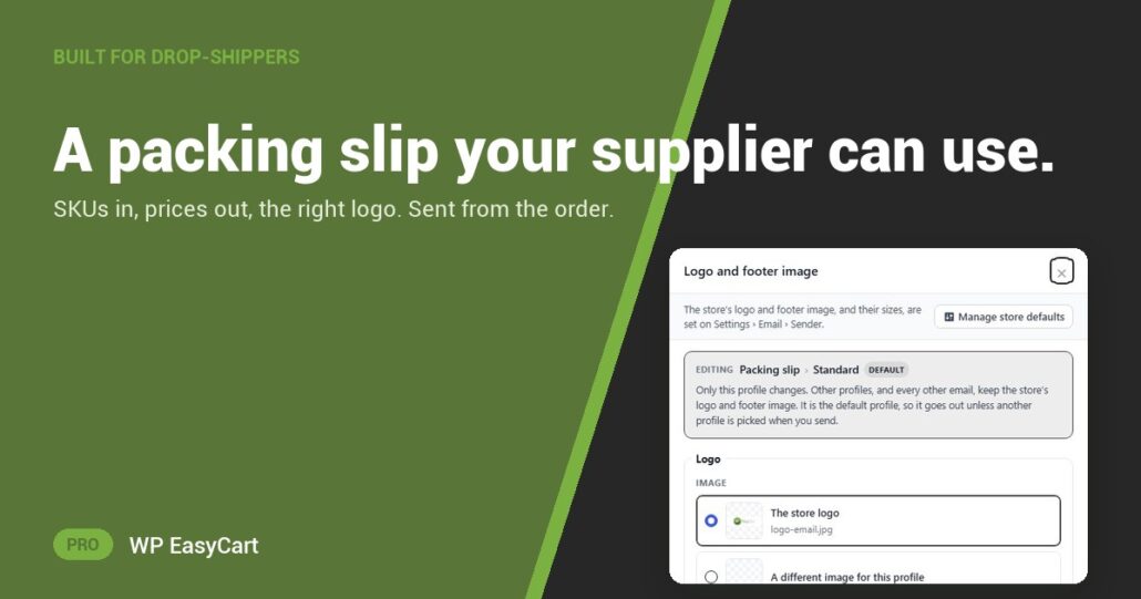 A packing slip your supplier can use.