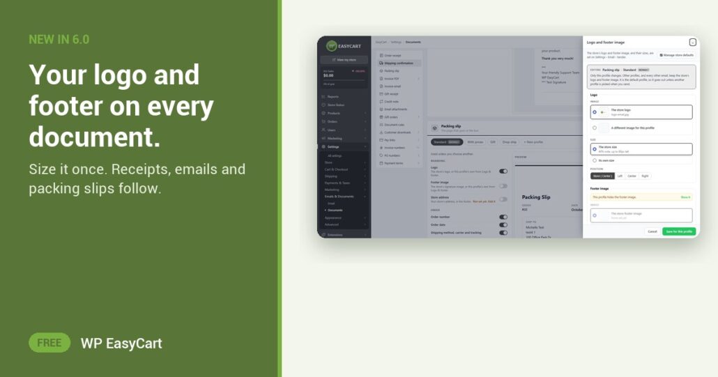 Your logo and footer on every document.