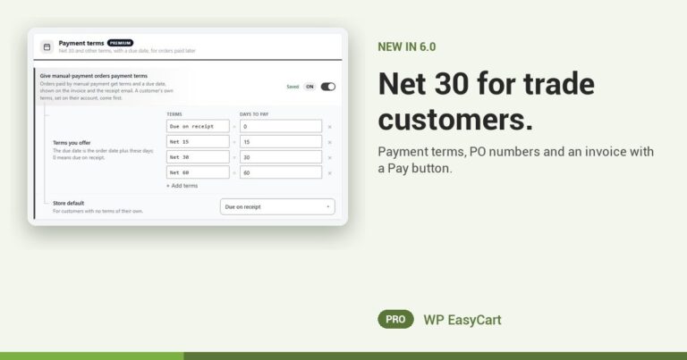 Net 30 for trade customers.