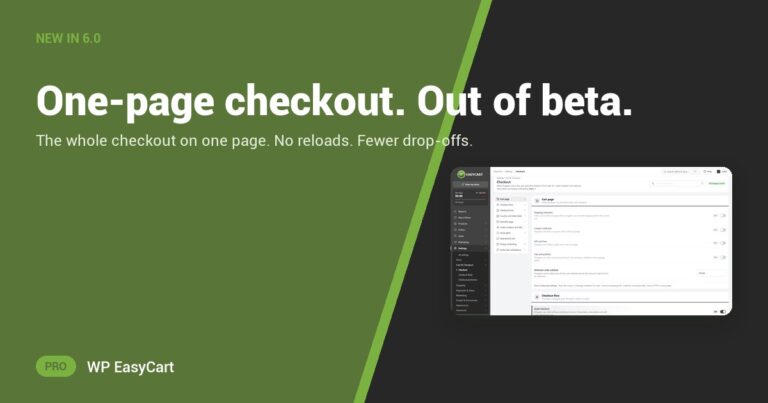 One-page checkout. Out of beta.