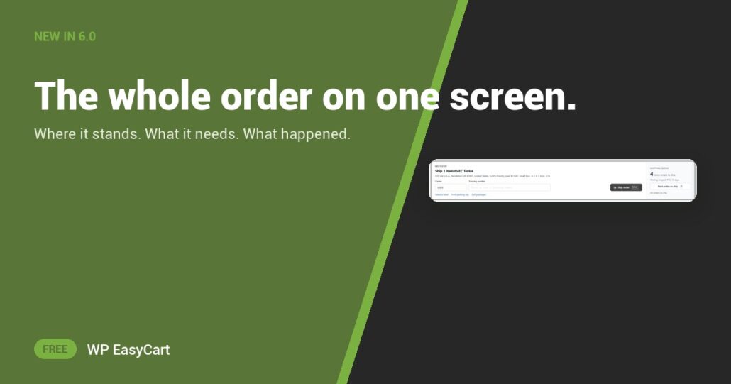 The whole order on one screen.