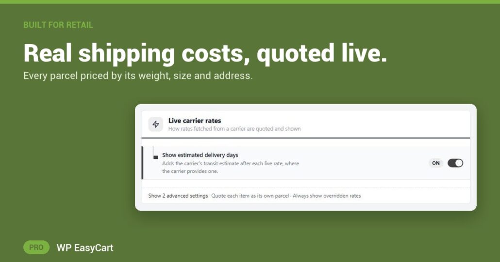 Real shipping costs, quoted live.