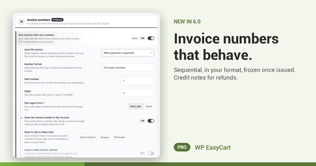 Invoice numbers that behave.