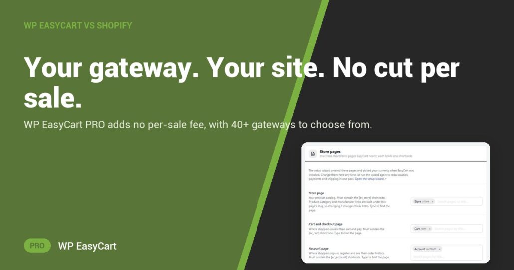 Your gateway. Your site. No cut per sale.