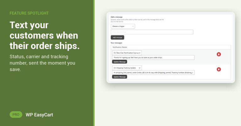 Text your customers when their order ships.