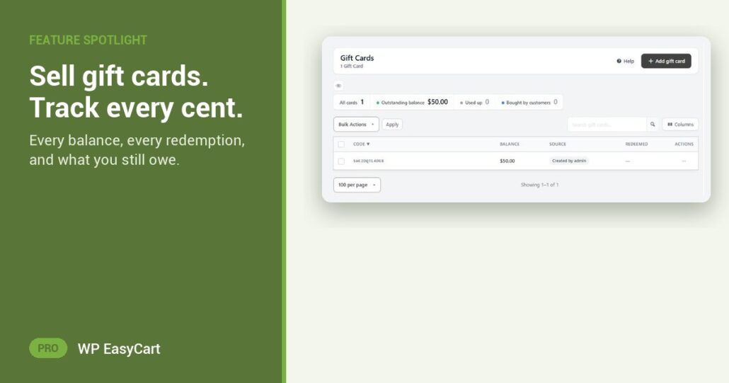 Sell gift cards. Track every cent.